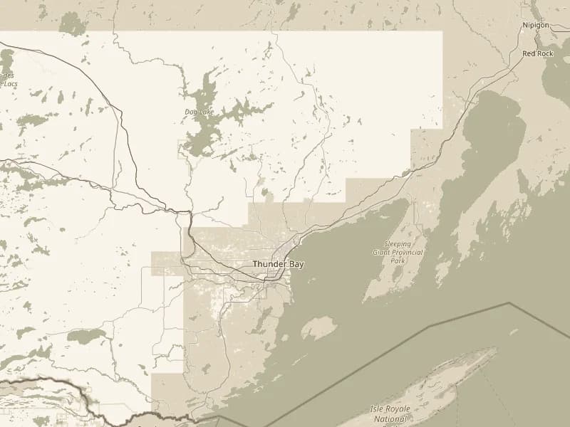 Map showing Silver Springs Estates in Gorham, near Thunder Bay, Ontario